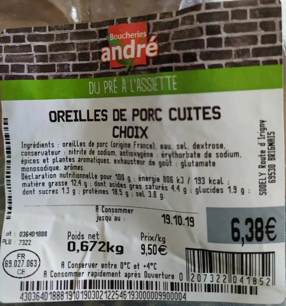 Oreilles de porc cuites