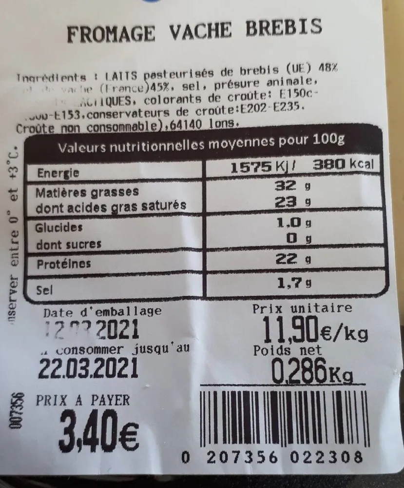Fromage vache brebis