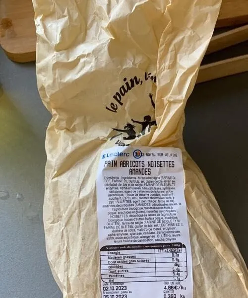 Pain abricot noisettes amandes