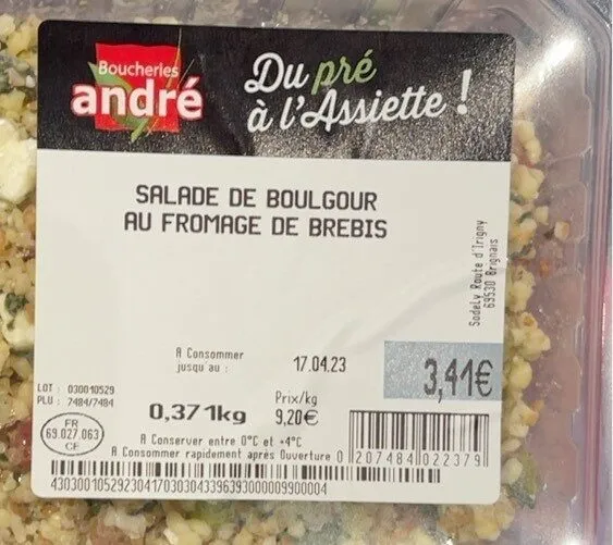 Saladede boulgoure au fromage de brebis