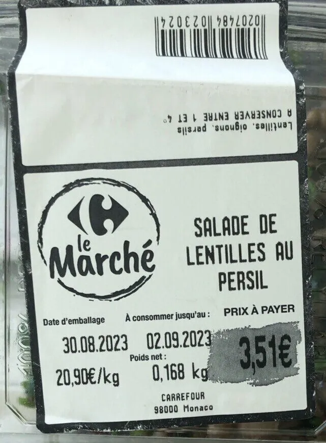 Salade de lentilled au persil