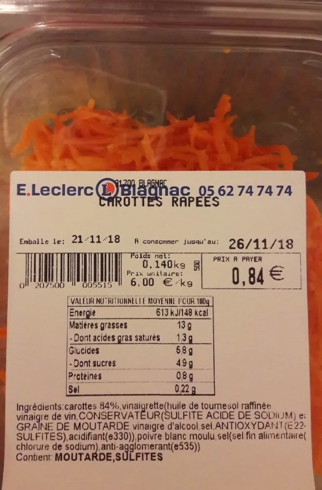 Carottes râpées