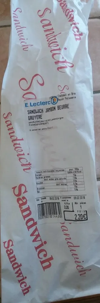 Sandwich Jambon Beurre Gruyere
