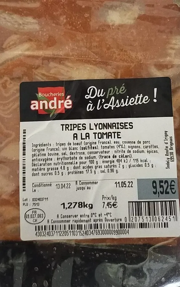 Tripes Lyonnaises à la tomate