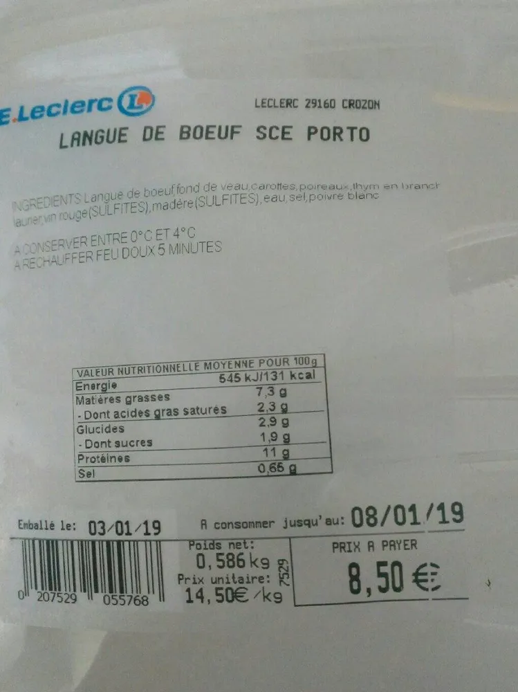 Langue de bœuf sauce porto