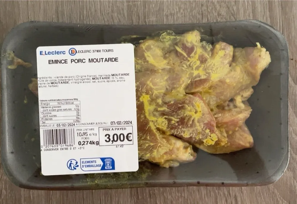 Emince porc moutarde
