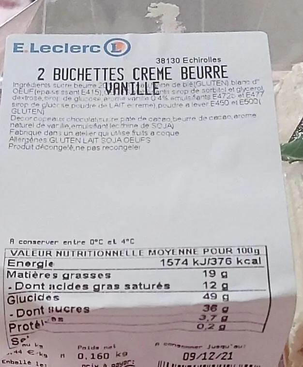 Bûchette creme beurre vanille