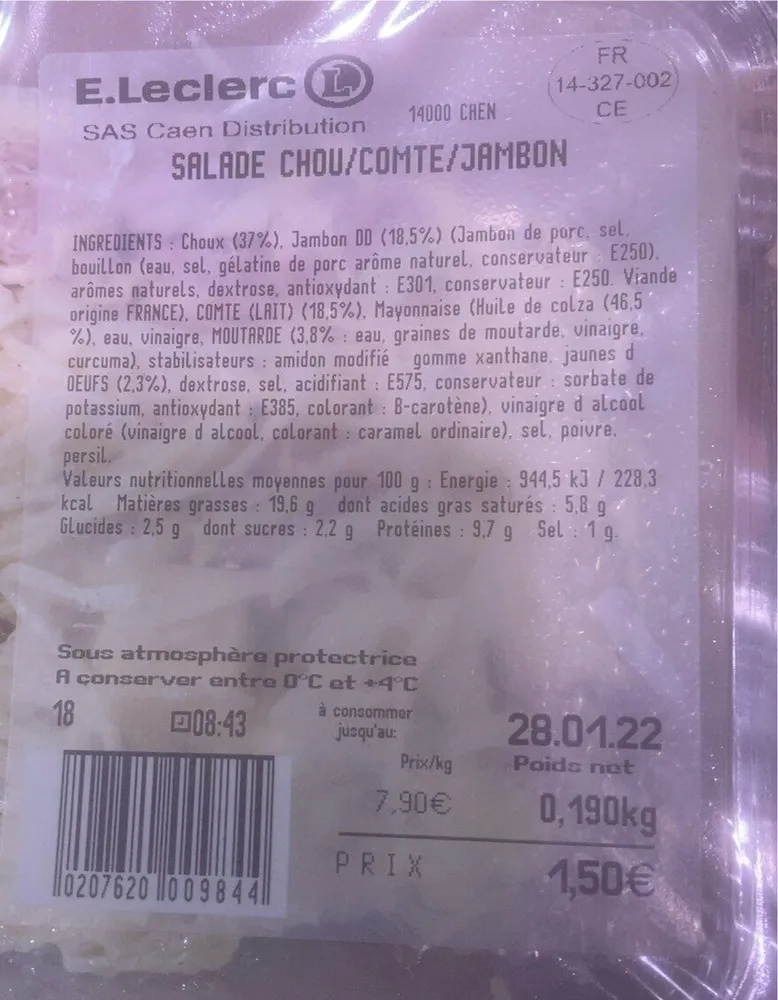 Salade chou comte jambon