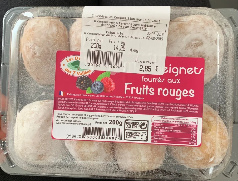 Beignets fourrés fruits roige