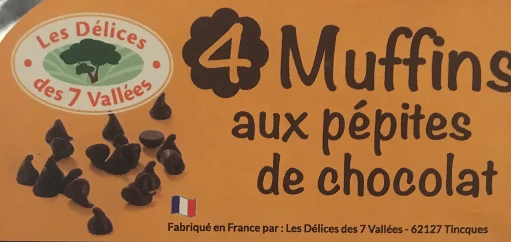 4 Muffins aux pépites de chocolat