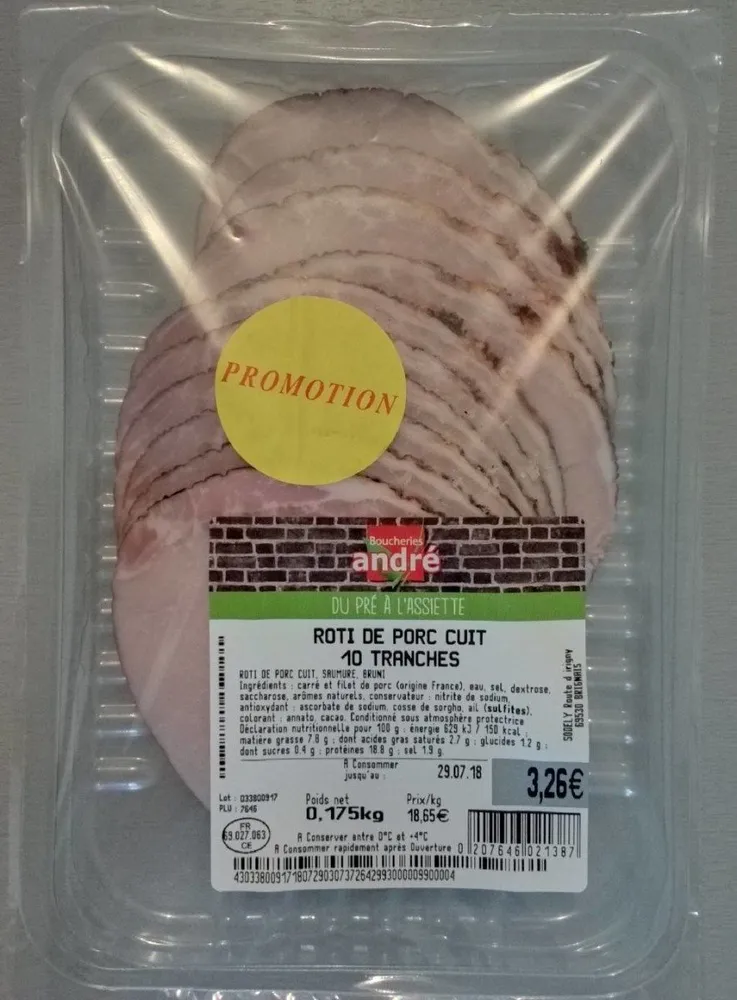 Rôti de porc cuit 10 tranches