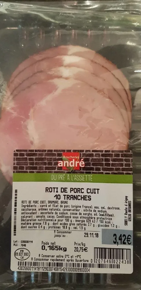 Rôti de porc cuit 10 tranches