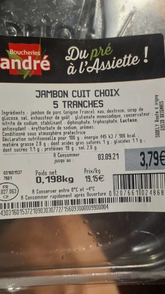 Jambon cuit choix