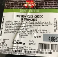 Jambon cuit choix 5 tranches