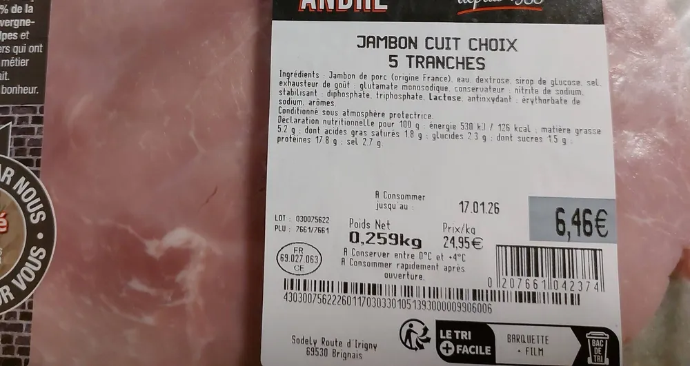 Jambon Cuit choix 5 tranches