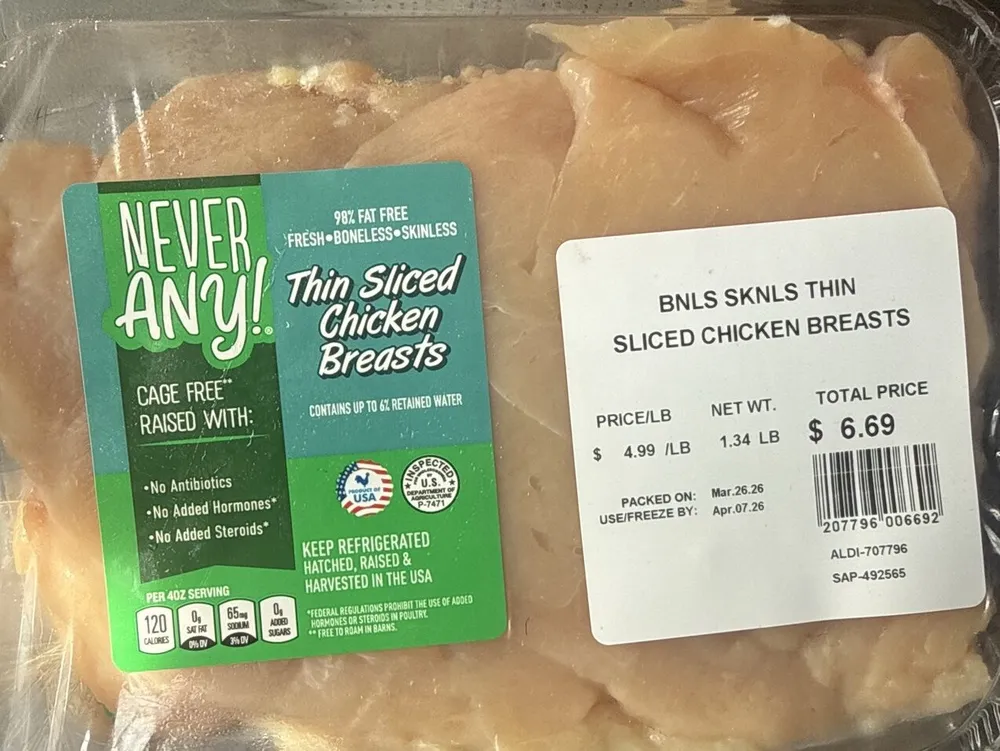 Raw thin sliced Chicken Breast