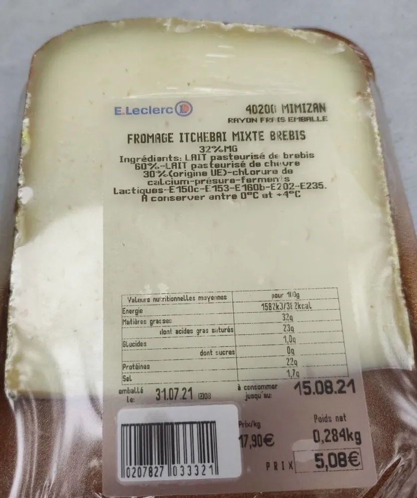 Fromage itchebai mixte brebis