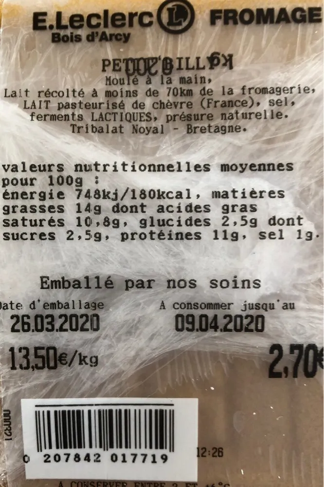 Fromage chèvre Petit Billy