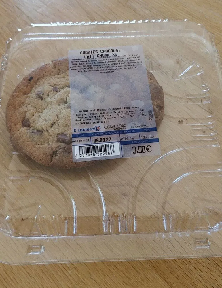 Cookies chocolat lait chunk x4