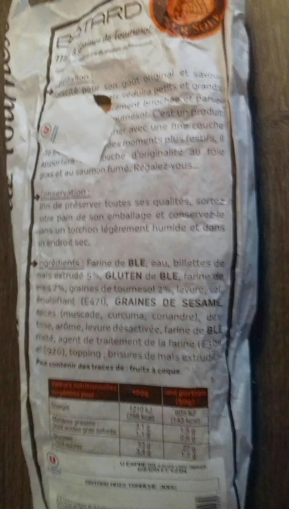 batard mais et graines de tournesol