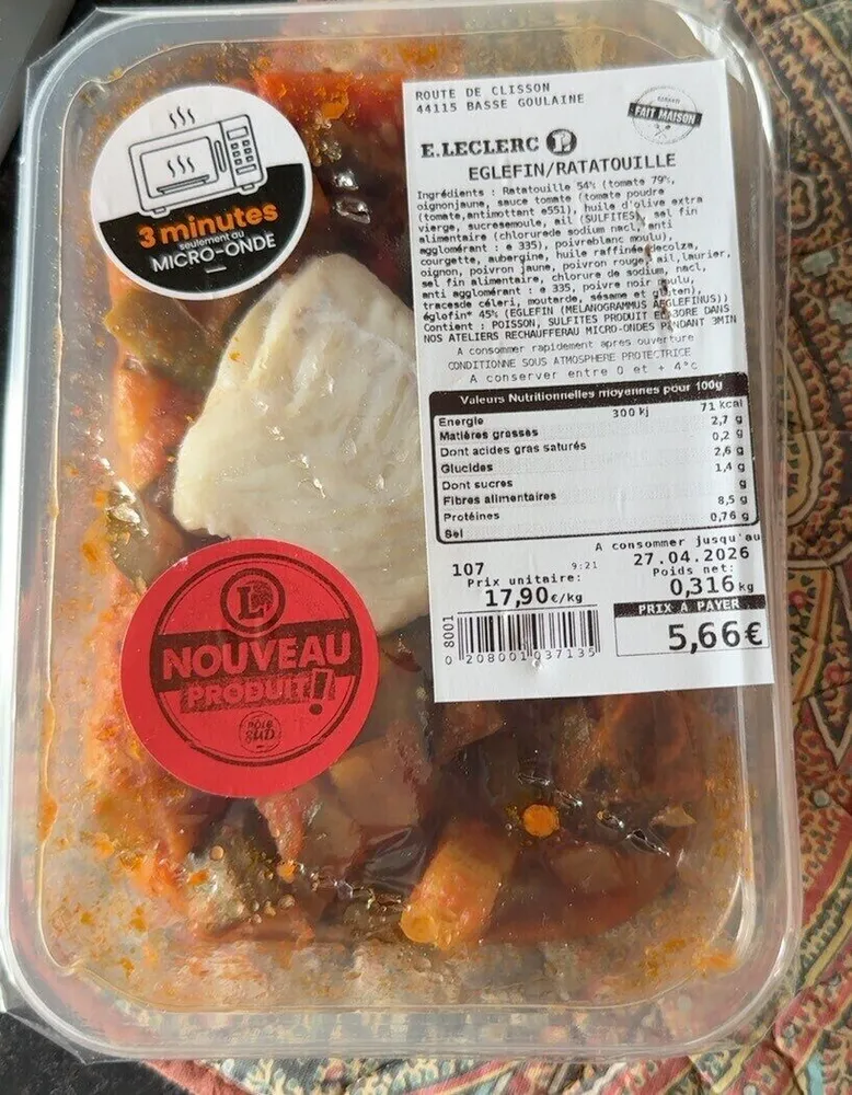 Eglefin et ratatouille leclerc pole sud