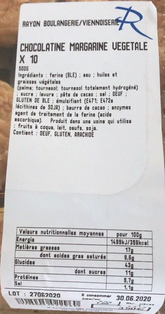 Chocolatine Margarine Vegetale