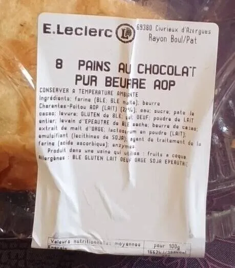 Pain au chocolat pur beurre AOP