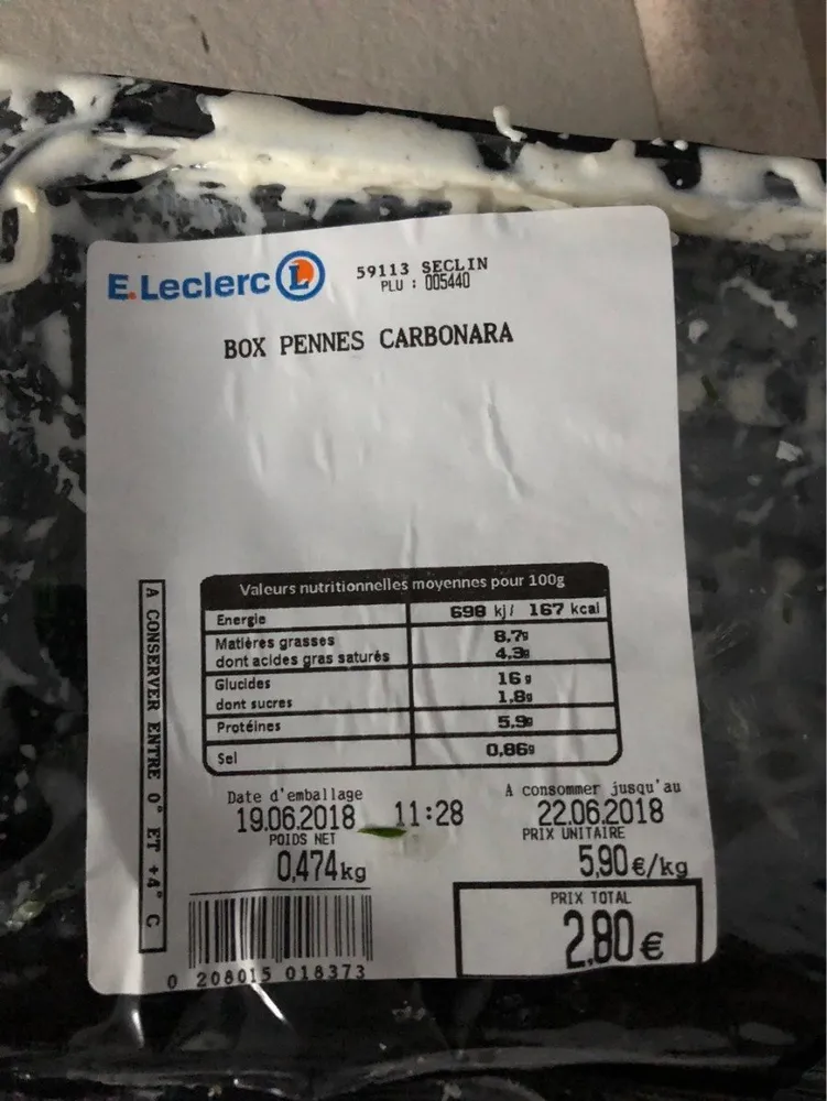 Box pennes carbonara