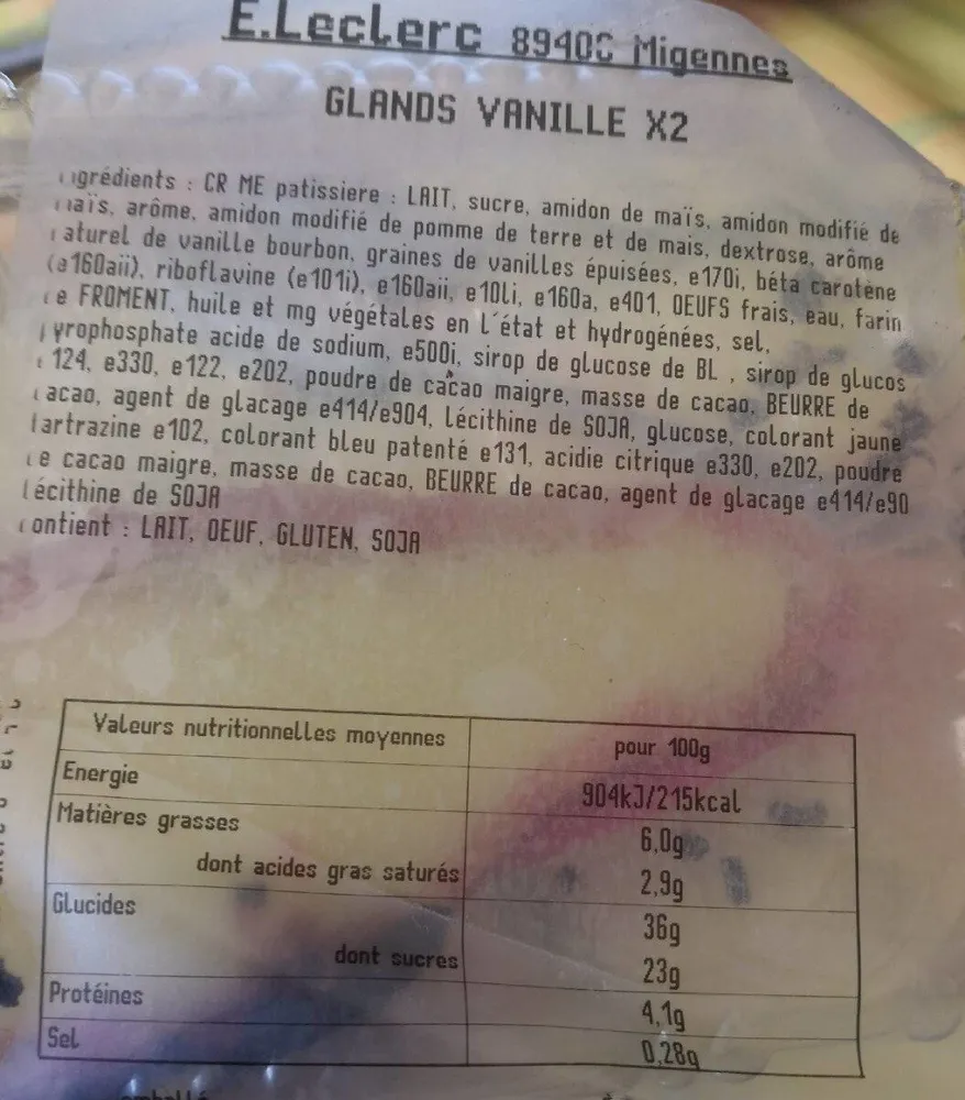 Glands vanille