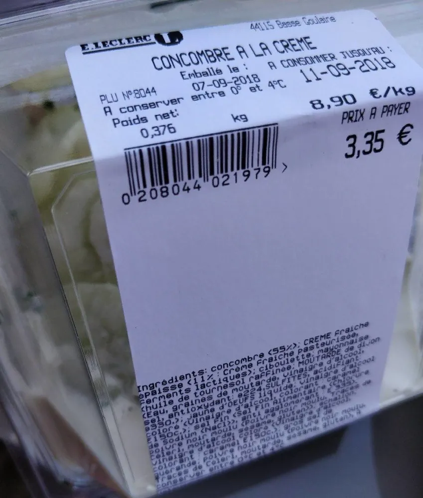 Concombre à la crème