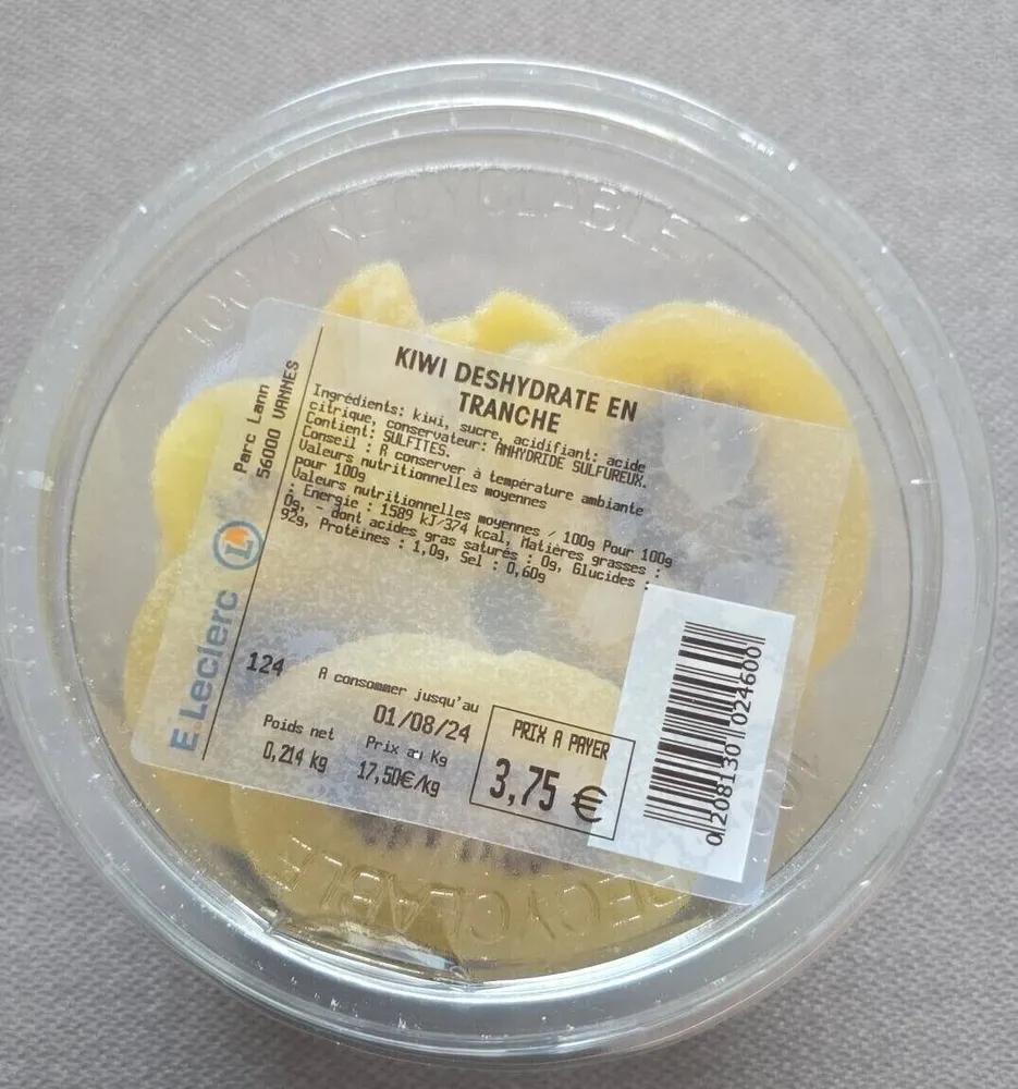Kiwi déshydraté en tranche