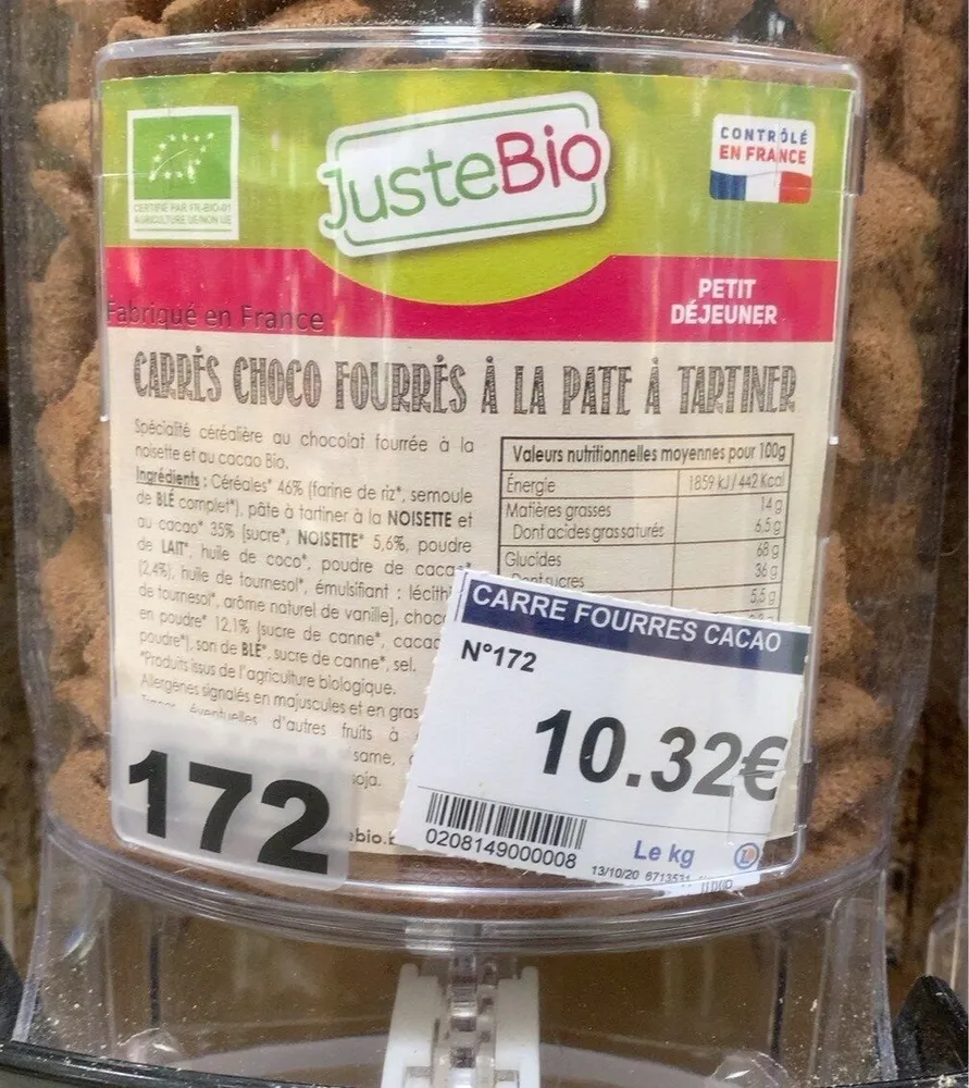 Carrés choco fourres à la pate à tartiner