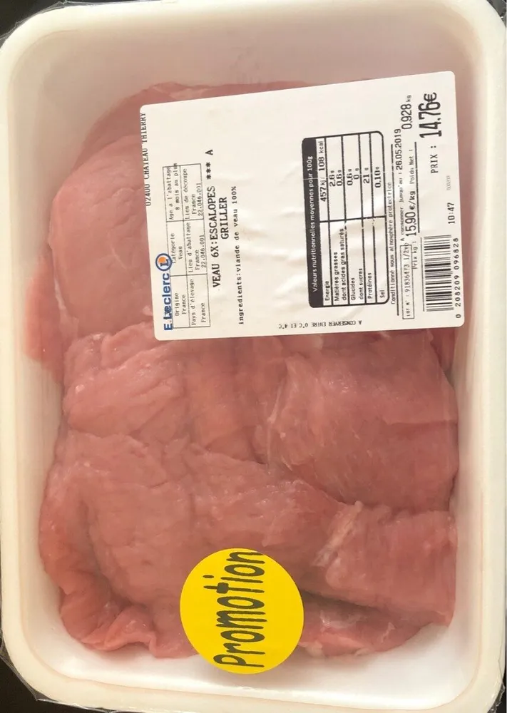 Veau x6 escalopes a griller