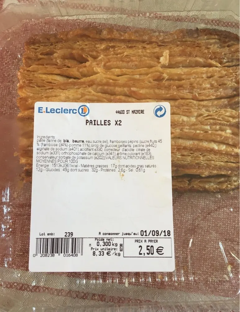 Pailles a la framboise