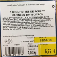 Brochettes de poulet Thym Citron