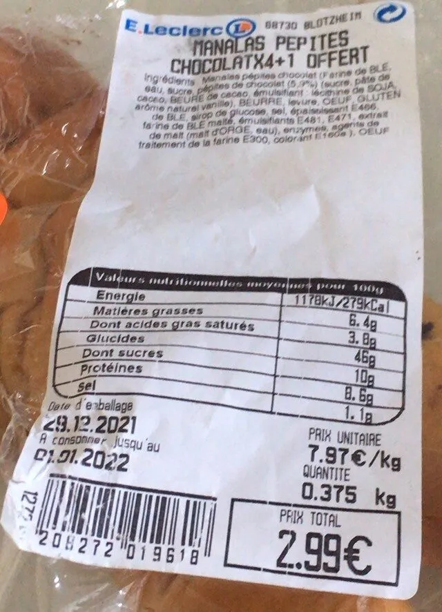 Manalas Pépites Chocolat