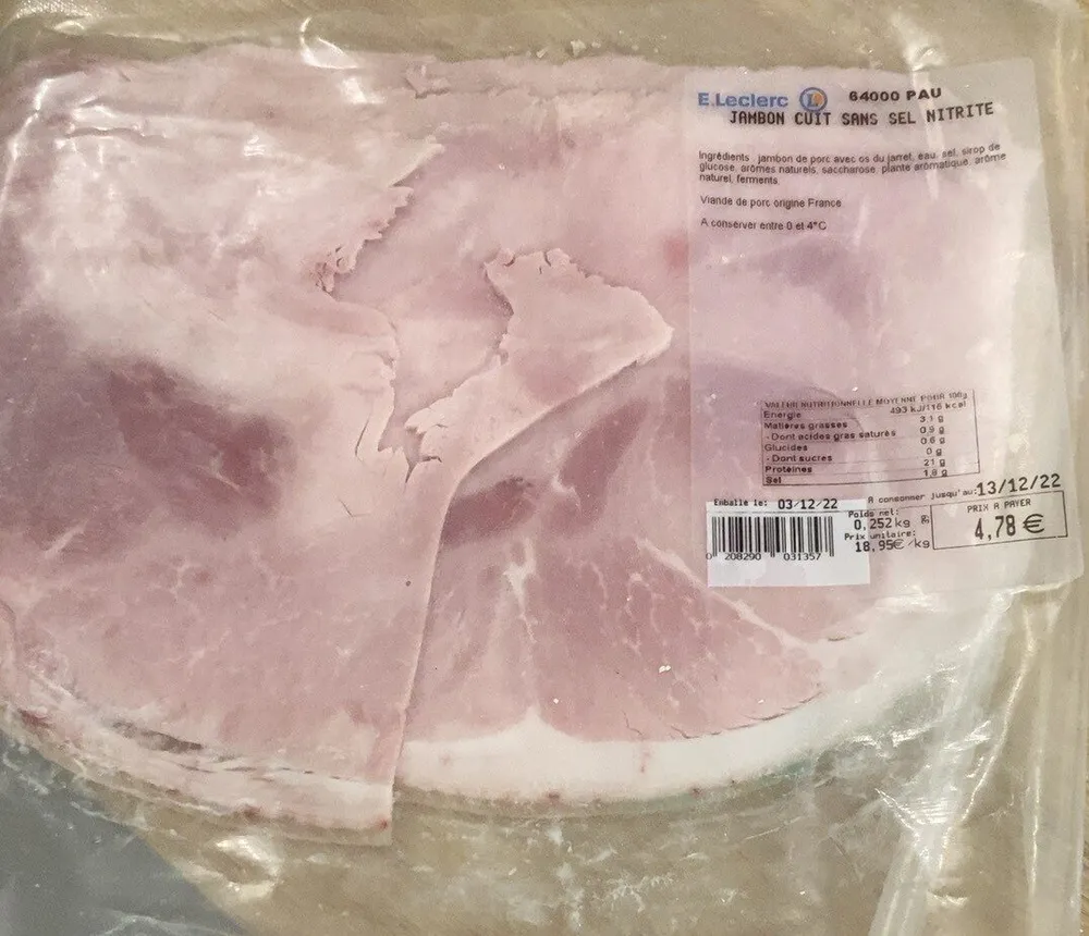 Jambon cuit sans sel nitrite