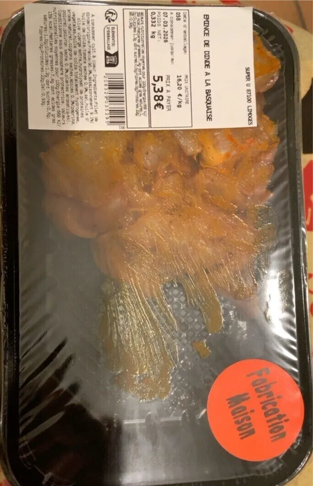 Émincé de dinde à la basquaise