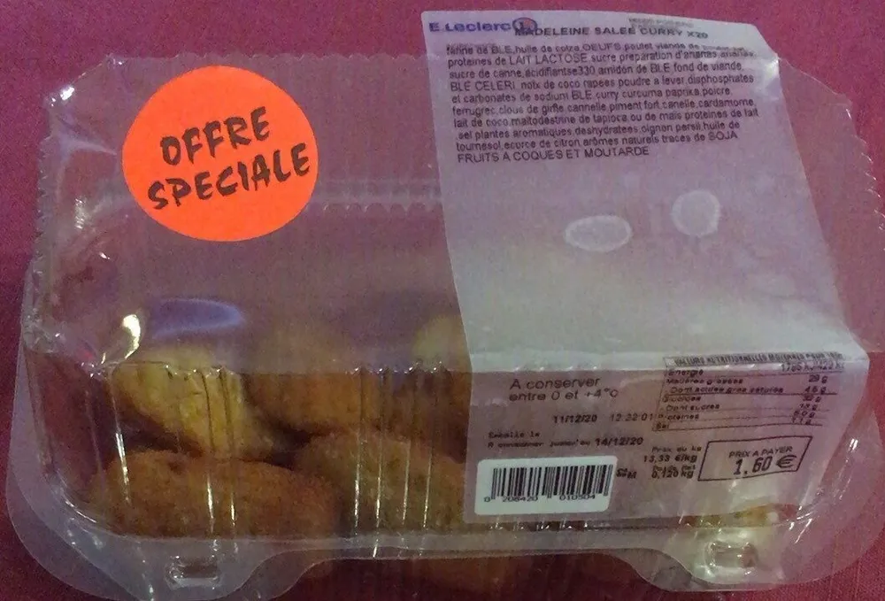 Madeleines salees au curry