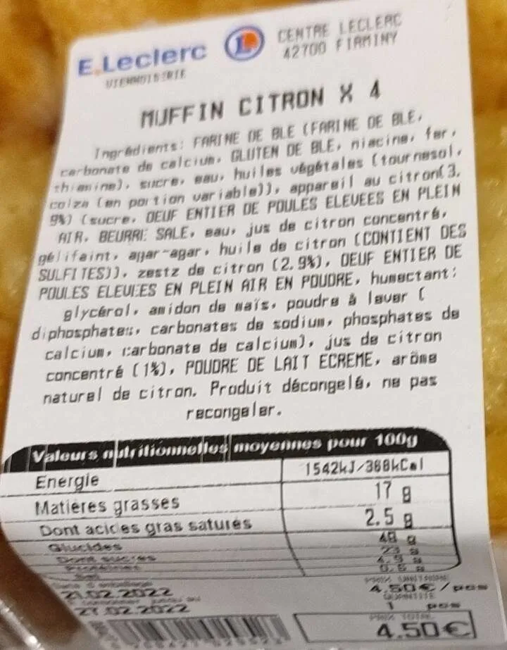 Muffin citron x 4