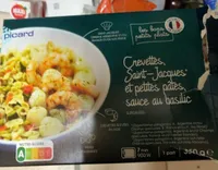 Crevettes st jacques et ptes saucée basilic picard