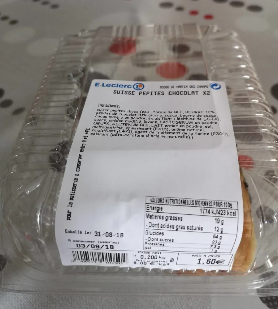 Suisse pépites chocolat