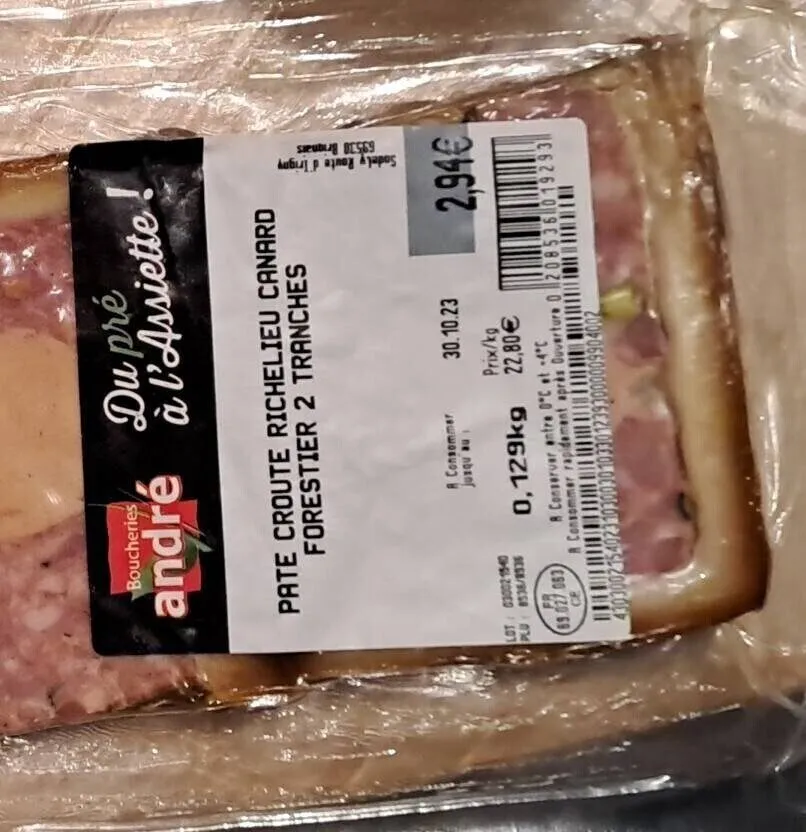 Pâte croûte richelieu canard forestier