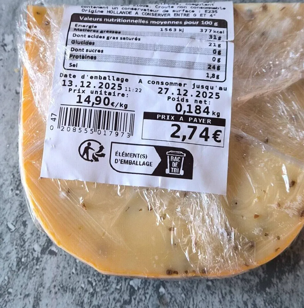 Gouda cumin jeune IGP