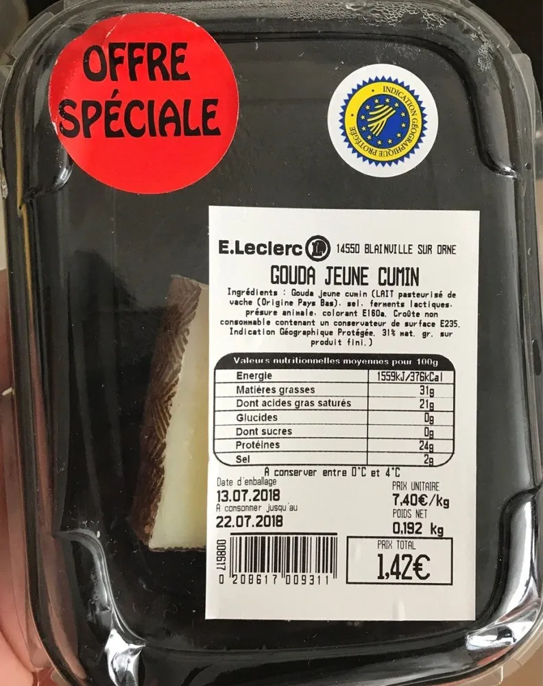 Gouda jeune cumin