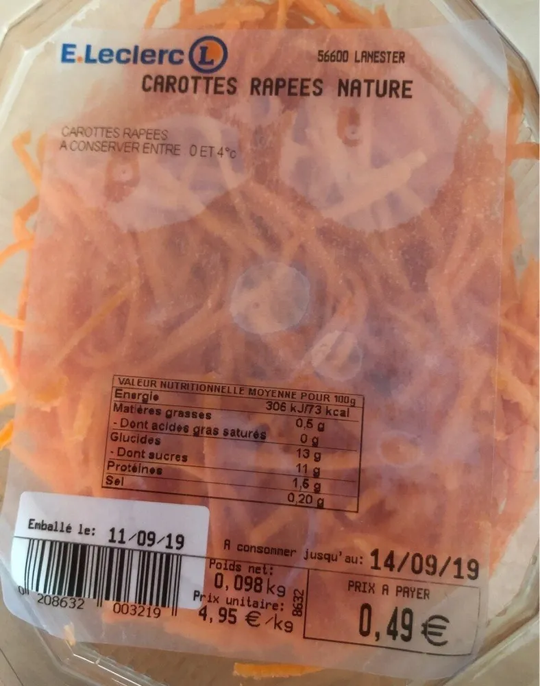 Carottes rapees nature