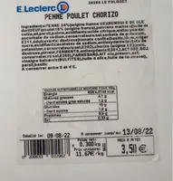 Penne poulet chorizo
