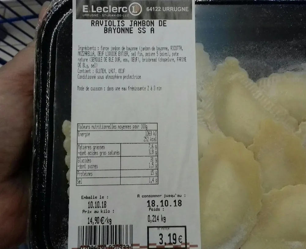 Raviolis jambon de bayonne