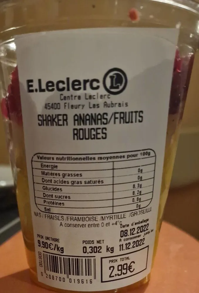 Shaker ananas/Fruits rouges