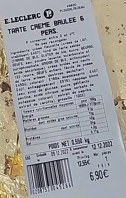 Tarte crème brûlée